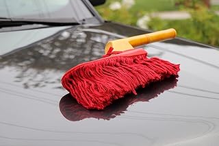 Classic Car Duster, Waxed Car Duster, Car Dust Brush with Wood Handle, Remove Dust Pollen,Duster for Car,Truck,RV and Motorcycle,Large Car Mop Duster Head, Wax Cotton Hair