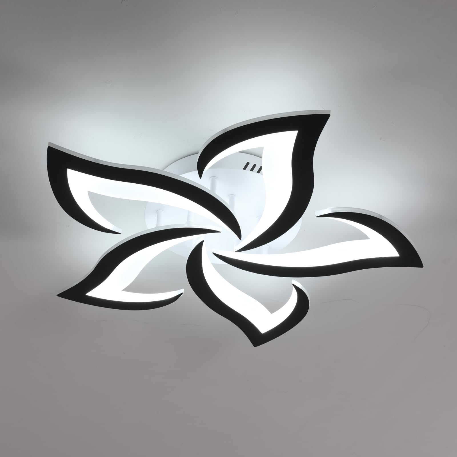 Riserva Nowoczesna lampa sufitowa LED, 60 W, wzór płatków, czarna, 6500 K