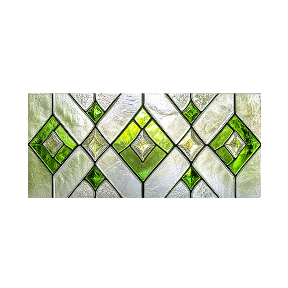 Window Film Privacy, 45x100cm 3D Removable PVC No-Adhesive Frosted Glass Static Cling Sticker with Diamond Grid for Kitchen, Bathroom, Office