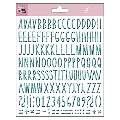 NOUVELLES IMAGES 75007852 Carta Turquesa Conjunto de 140 Mini Stickers Acabados Materia Espuma 14.49 X 7.5 X 0.1 cm, Multicolor