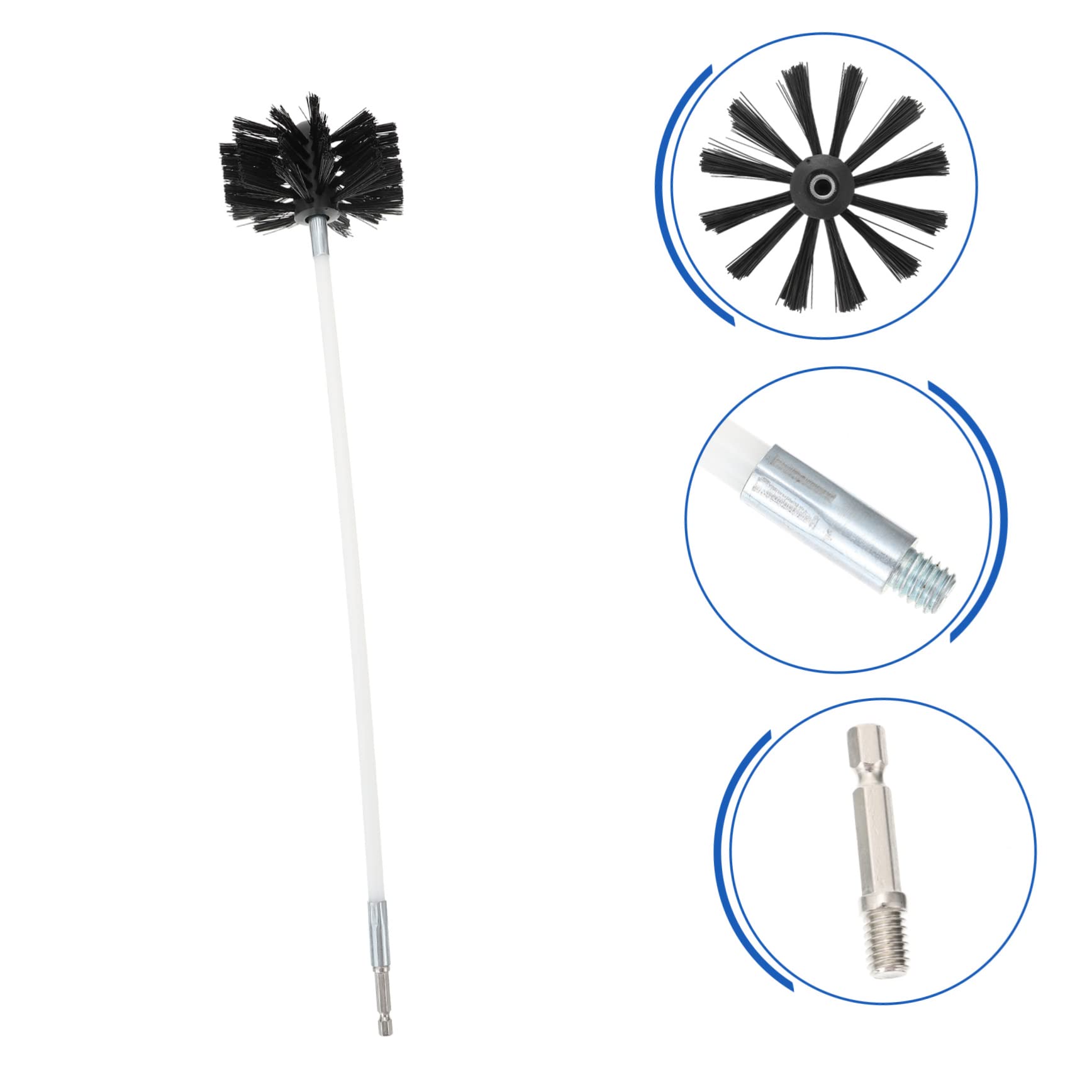 Set Spazzola Canna Fumaria 12 Pezzi Bianco per Pulizia Stufa | Nailon e Pe, Aste Smontabili e Allungabili, per Condotto Cucina e Sfiato, Pulizia Completa