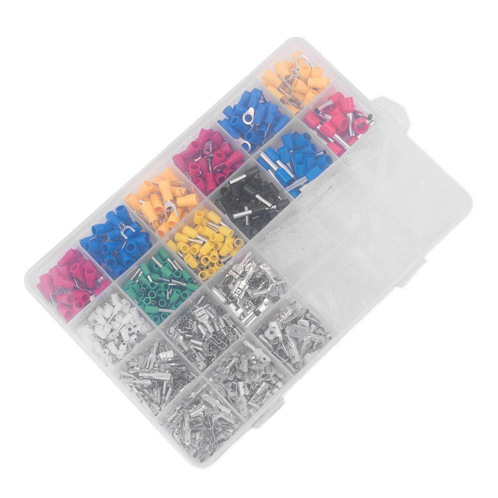 Kit di strumenti per crimpare cavi con ganasce intercambiabili, pinza a cricchetto e 850 terminali isolati 22-10 AWG (0,5-6,0 mm²), borsa per il trasporto organizzata
