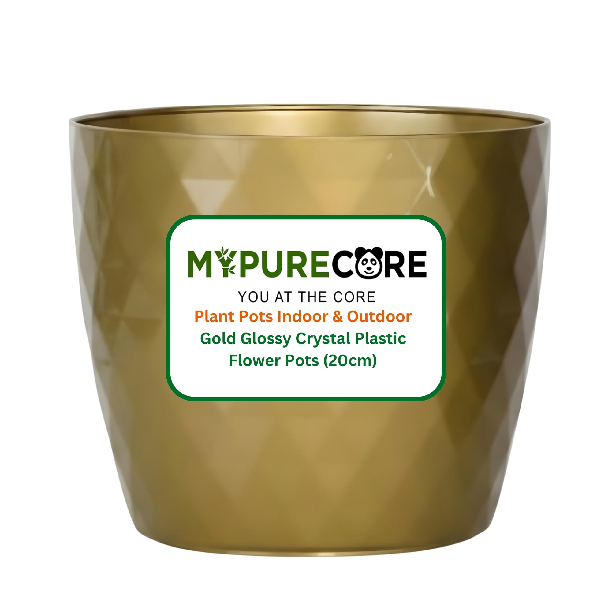 Mypurecore Plant Pots Durable Plastic With Glossy Crystal SurfaceIndoor & Outdoor Planter For House PlantsHerbs (Gold-20Cm) from B&Q