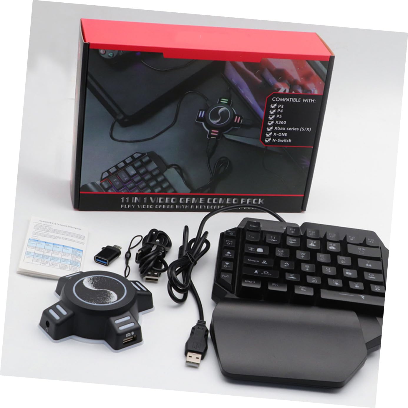 Operitacx Convertitore Mouse-tastiera Adattatore Per Tastiera Portatile e Controller Gamepad Per Console Gioco Nero