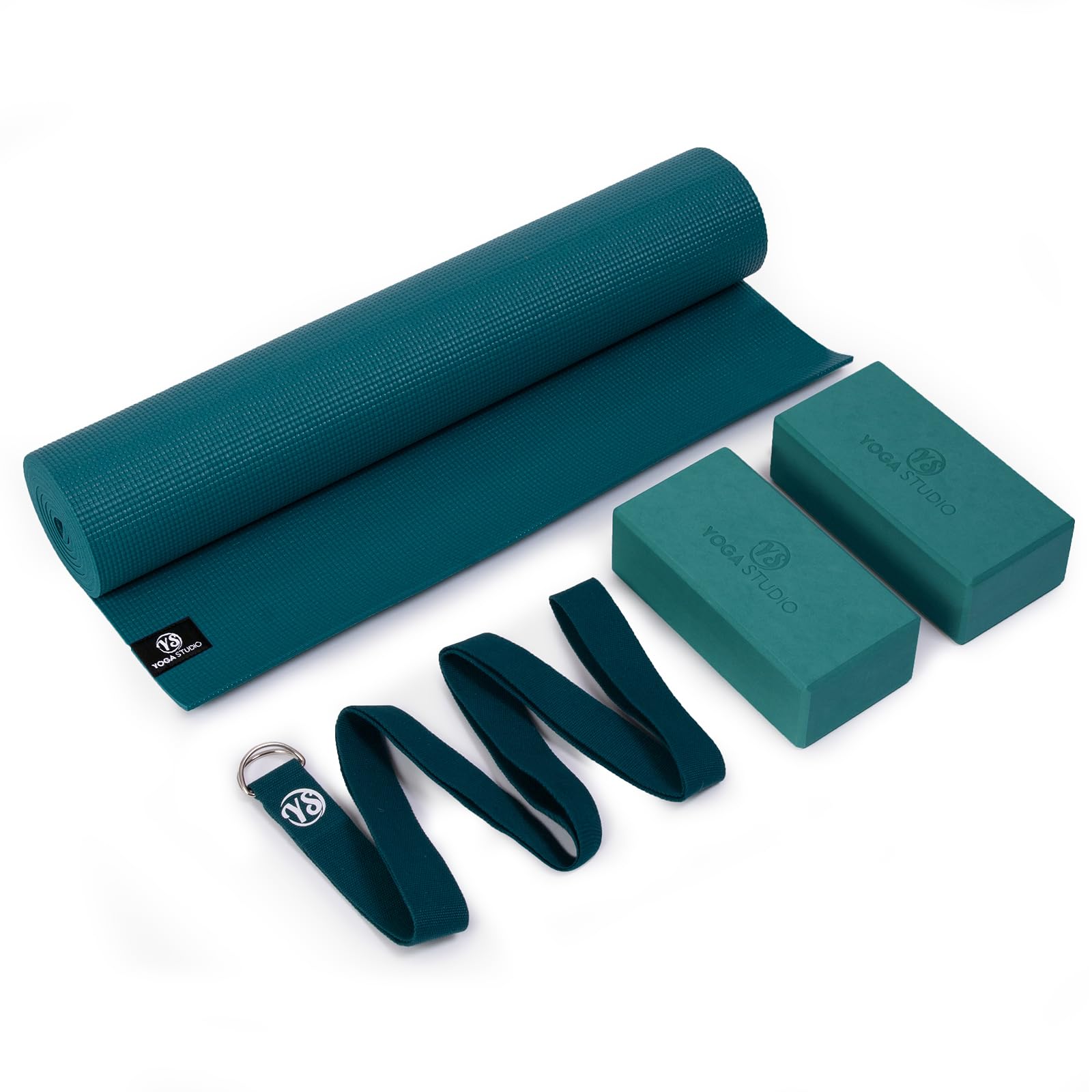 Yoga Studio OEKO-TEX Starter Yoga Set, Yogamatte, 2 x EVA Yoga Steine und Yoga Gurt für Zuhause, Fitnessstudio, Yoga Training
