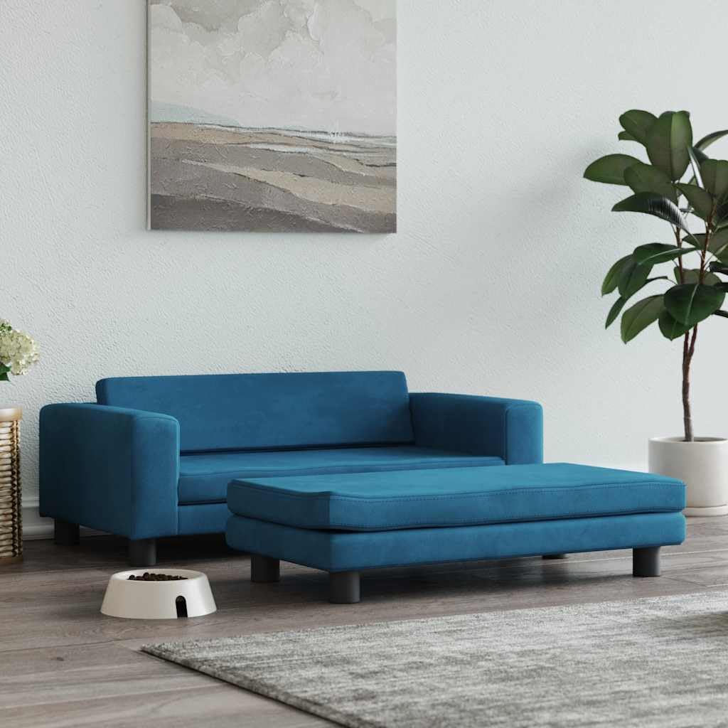 Cama para perros con extensión azul, 100 x 50 x 30 cm, de terciopelo, para gatos y perros
