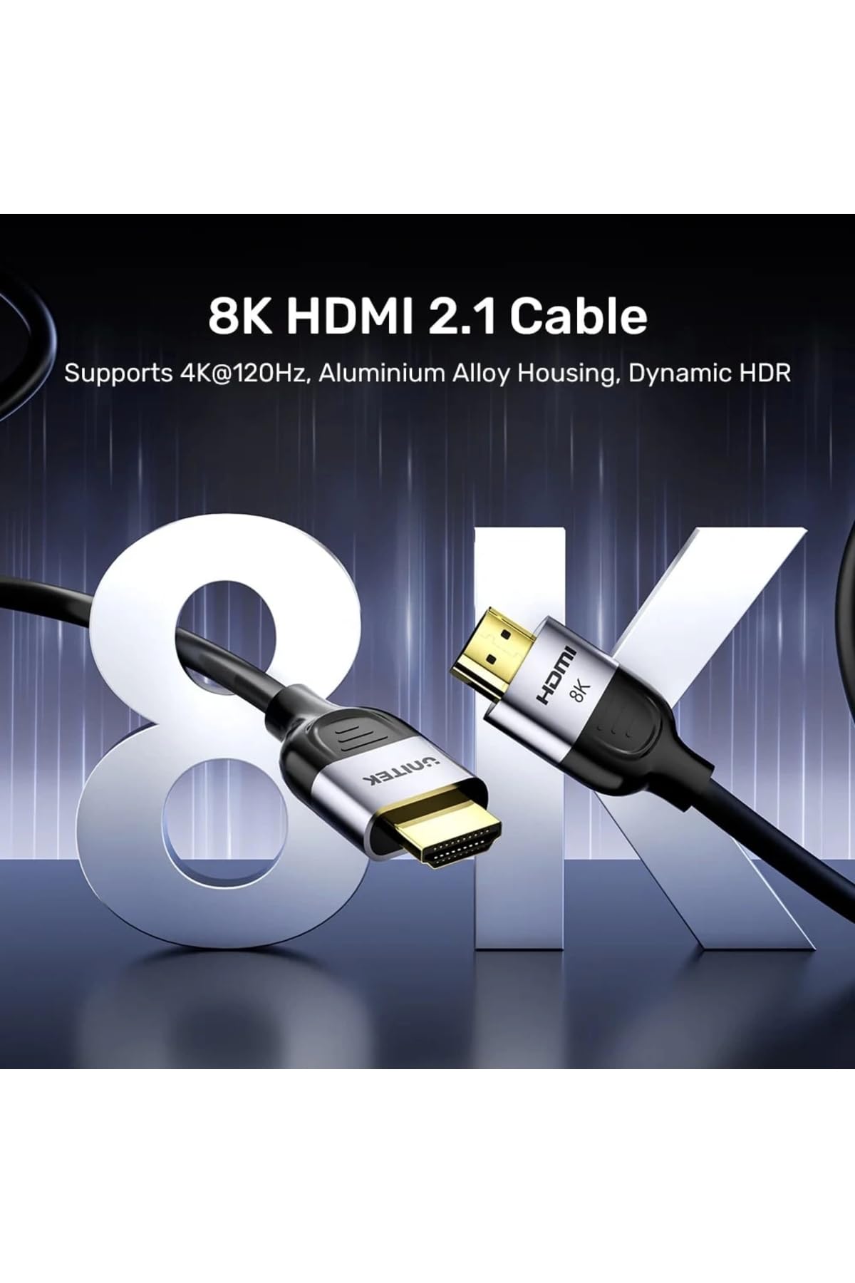 Unitek HDMI 2.1 Kablo 8K 60Hz Yüksek Hızlı 1.5 Metre Gri