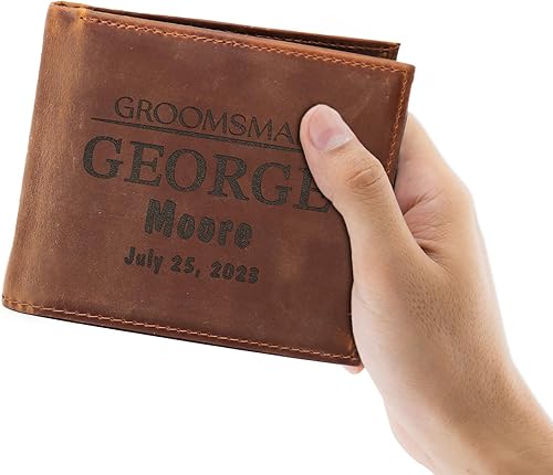 Miniatura 5 de Personalized Groomsmen Gifts, Custom Wallets for Men, Groomsman Gifts for Wedding, Men's Leather Wallets with Custom Name, Best Man Gifts for