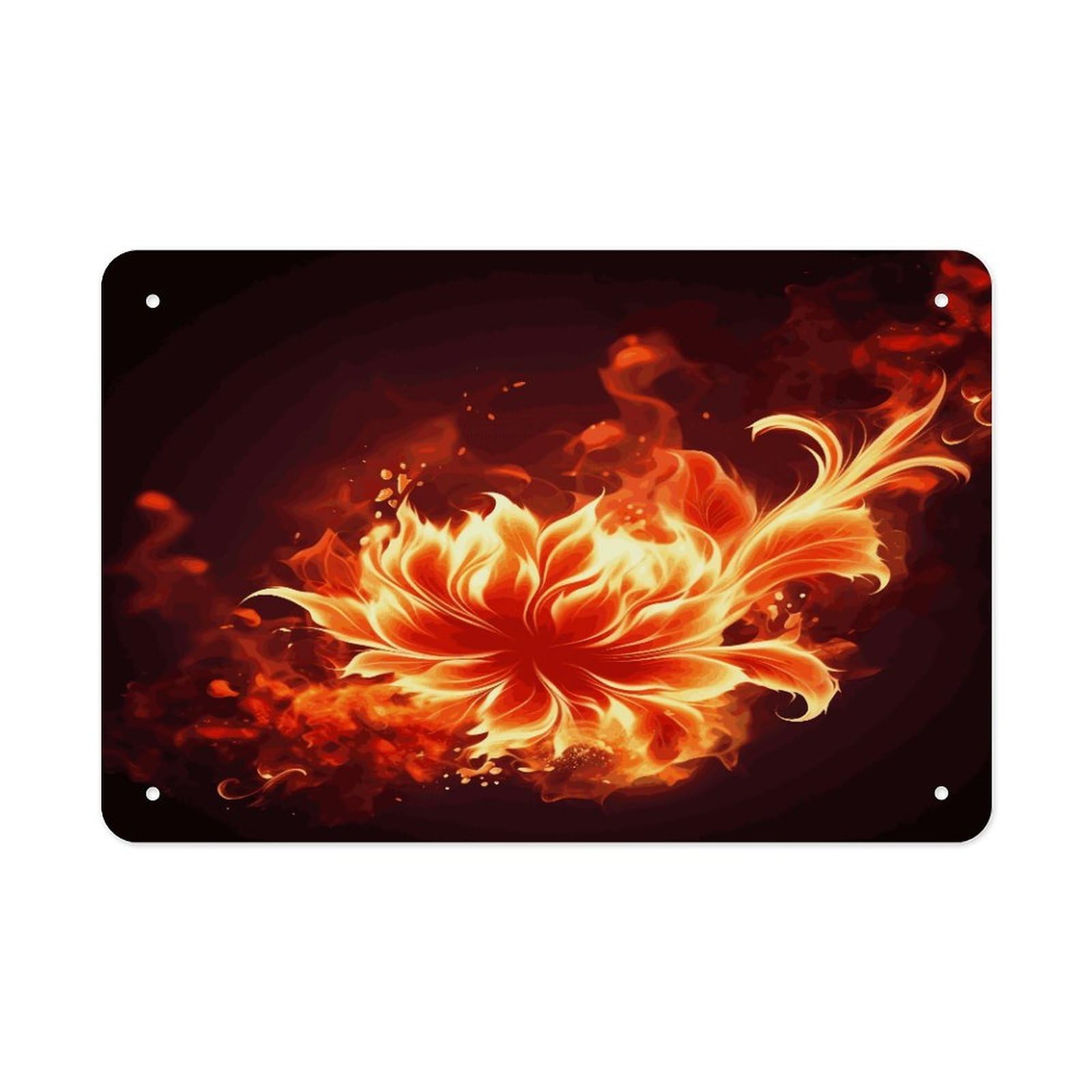 Fodpand Style Flaming Fire Flowers Wall Art Metal Signs Tin Sign