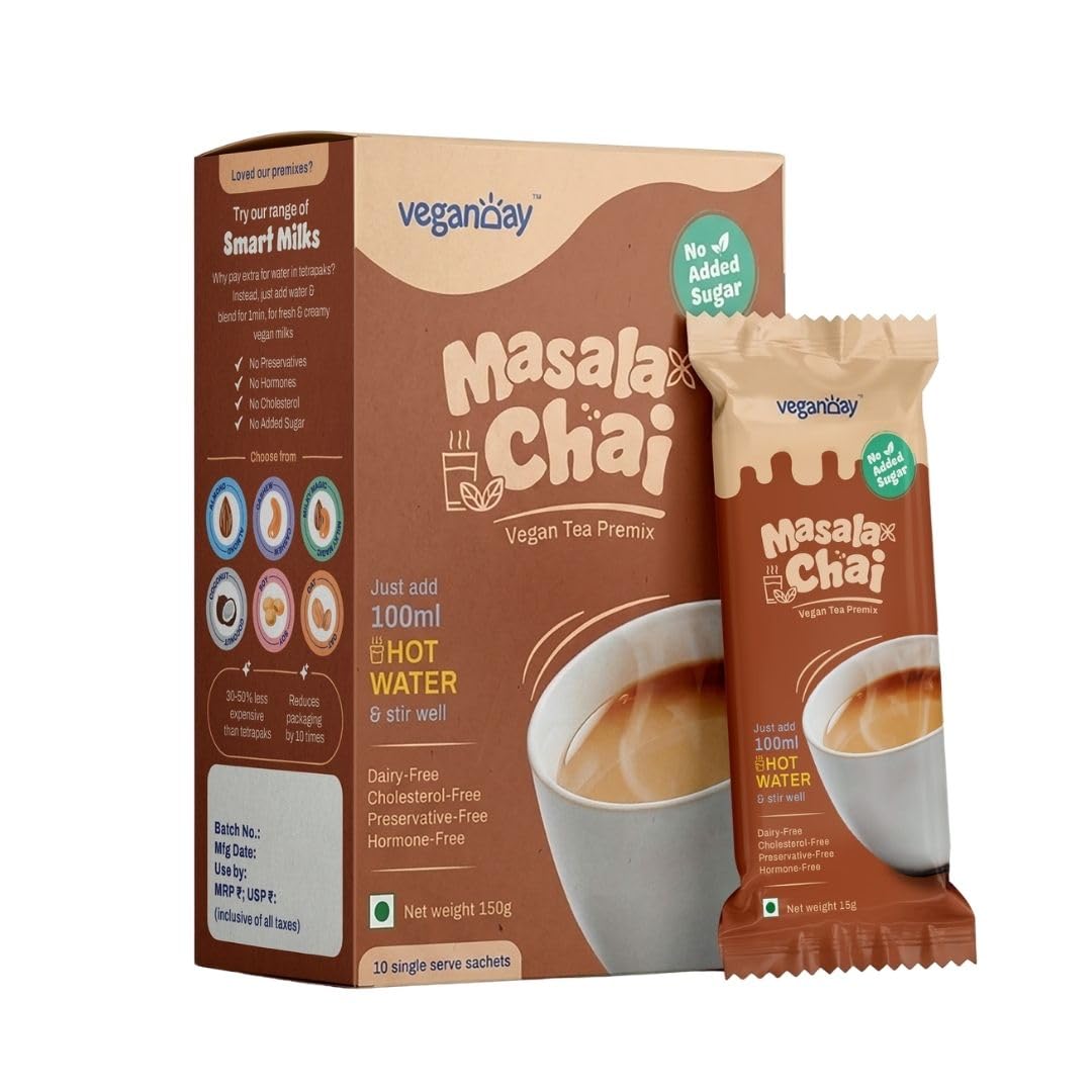 Veganday Masala Chai Instant Premix | Instant Tea – Just Add Hot Water | No-added sugar | Diabetic Friendly | 100% Vegan, Dairy-Free & Lactose-Free | Plant-Based Creamy Chai | Travel-Friendly Sachets | 15g x 10 sachets-picture-26