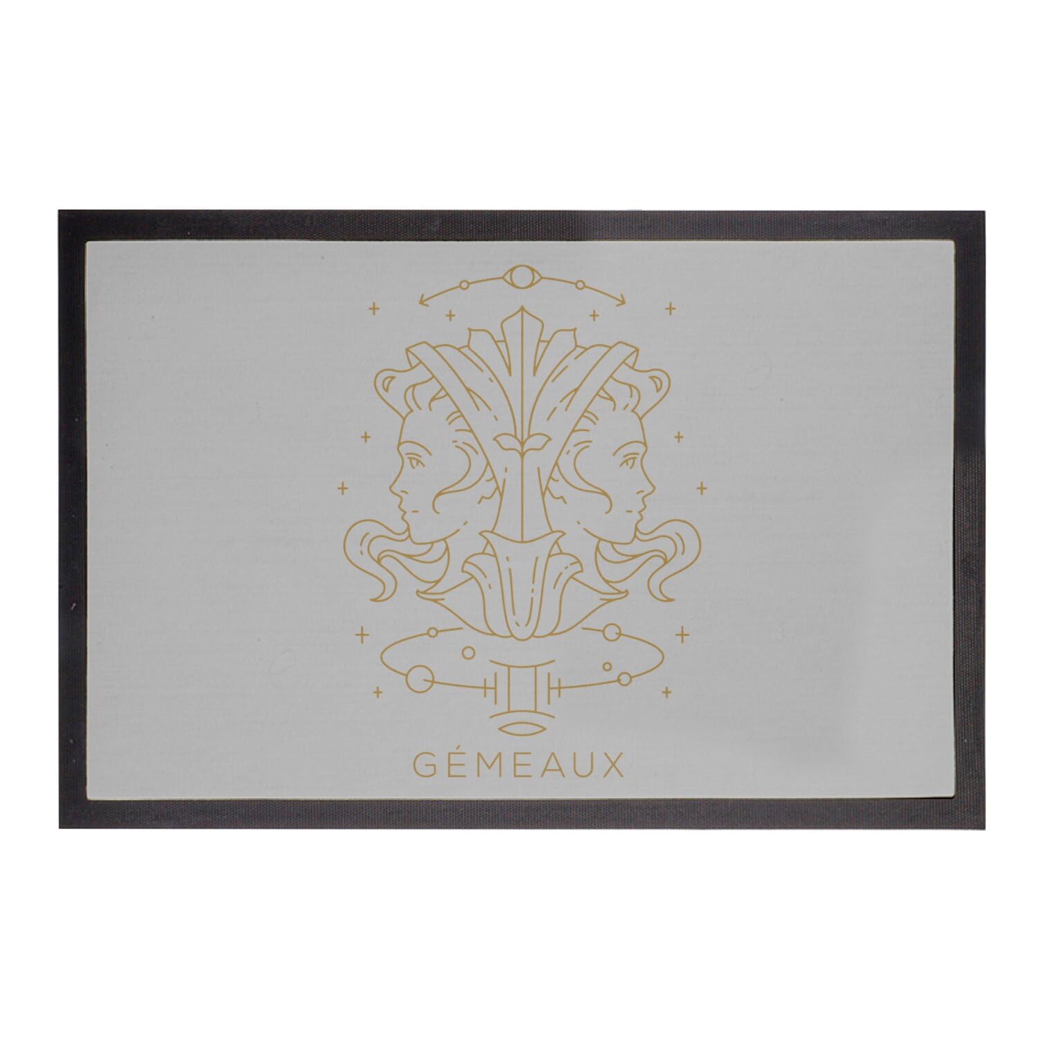 Paillasson gris constellation Gémeaux 75x50cm, un tapis d'entrée bohème haute qualité et durable