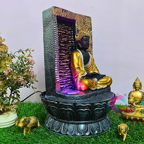 Image of Decorative Water Fountain for Home Decor, Office, Indoor & Outdoor, Garden, Puja Room, Vaastu, Reception, Spa, Gifting. (Meditating Buddha C-066)
