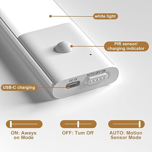 Miniatura 3 de Under Counter Lights for Kitchen, Motion Sensor Light Indoor Under Cabinet Lights Wireless Rechargeable 3Pack 30 LED Closet Kitchen Hallway Lights