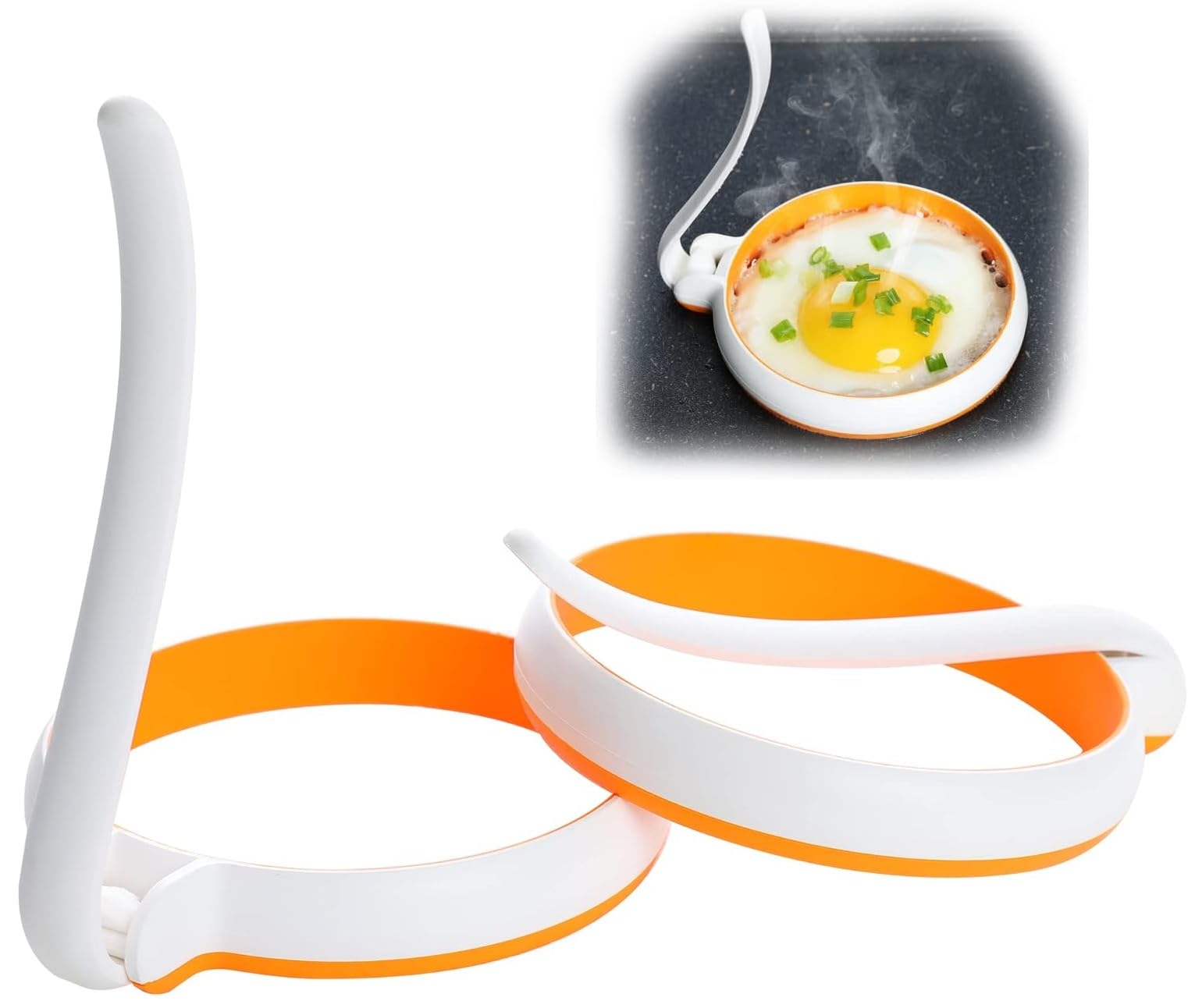 GION Professional Egg Ring Pancake Ring Set Fried Egg Ring Griddle Pancake Shapers with Silicone Handle for Breakfast Omelette Sandwich (2Pcs)-picture-15