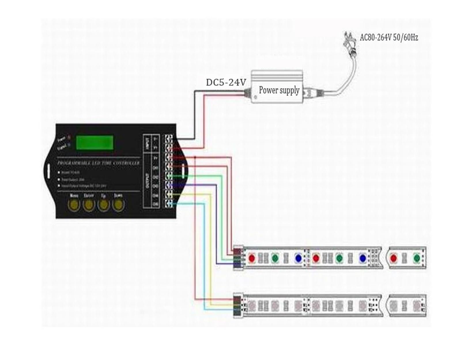 TC420 TC421 5-kanałowa programowalna lampa RGB LED z timerem, kontroler WiFi, ściemniacz prądu stałego, DC 12-24 V, do akwariów i akwariów (TC420)