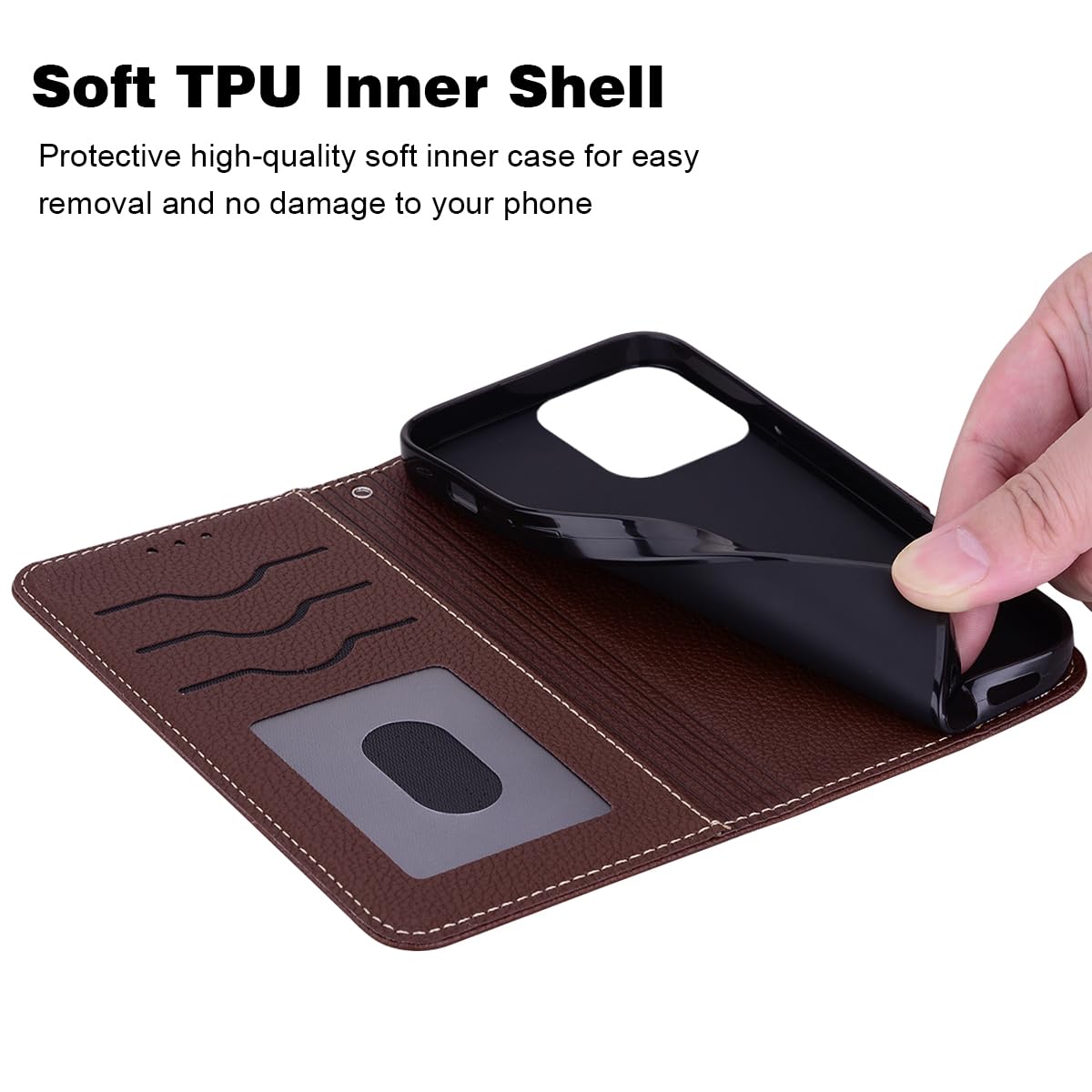 PONRFEKT Wallet Case For Xiaomi Poco X6 5G / Redmi Note 13 Pro 5G,Shockproof Premium Vintage PU Leather Magnetic Flip Cover With Card Holder And Stand Folio Phone Cover-Lagon - View #11