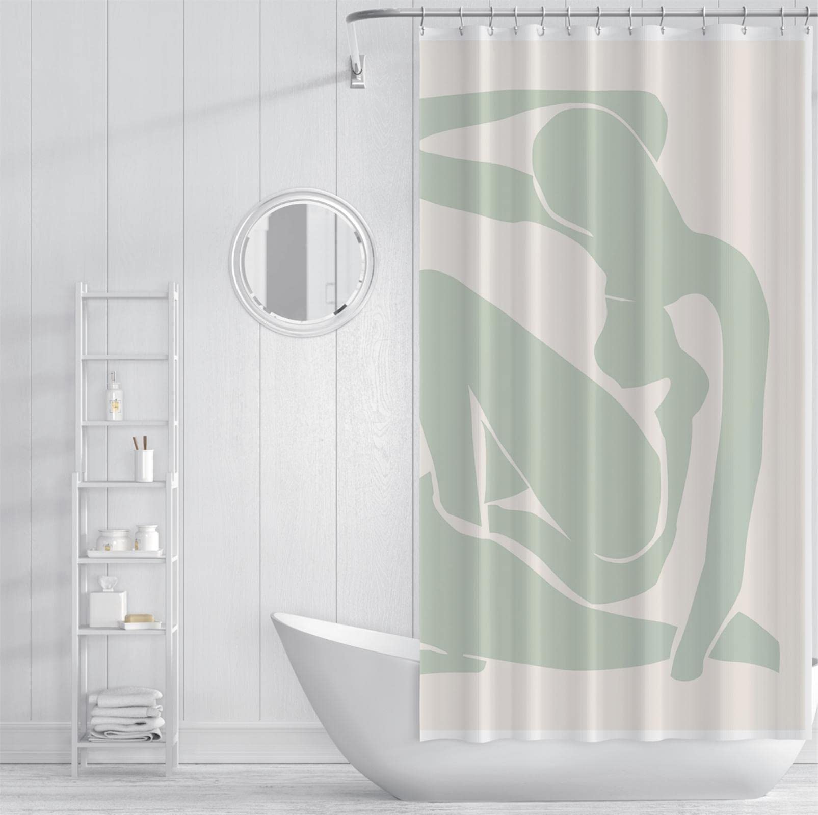 Woman Contour Tende da doccia verdi per set da bagno con 12 ganci Hazy Beauty San Valentino Arredo bagno Soft Hotel Quality 240x180cm