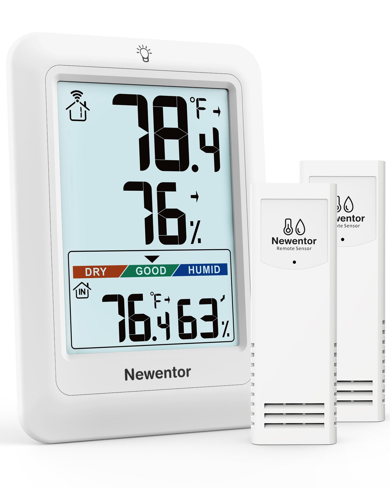 Newentor Indoor Outdoor Thermometer Wireless with 24H/48H/ALL-TIME High Low