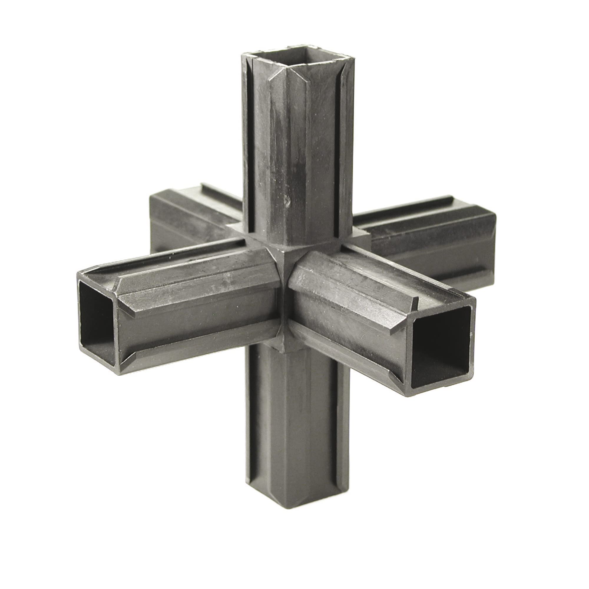Alberts 426415 Connettore per tubi XD, Pezzo trasversale e due ulteriori uscite ad angolo retto, Plastica, nero, 20 x 20 x 1,5 mm, Set da 10