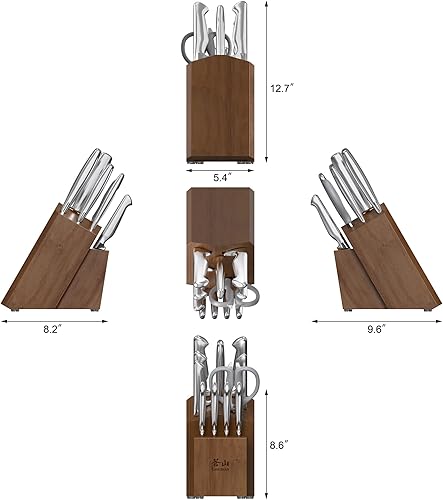 Miniatura 3 de Cangshan Sanford Series 1027150 - Juego de 12 cuchillos de acero alemán, acacia