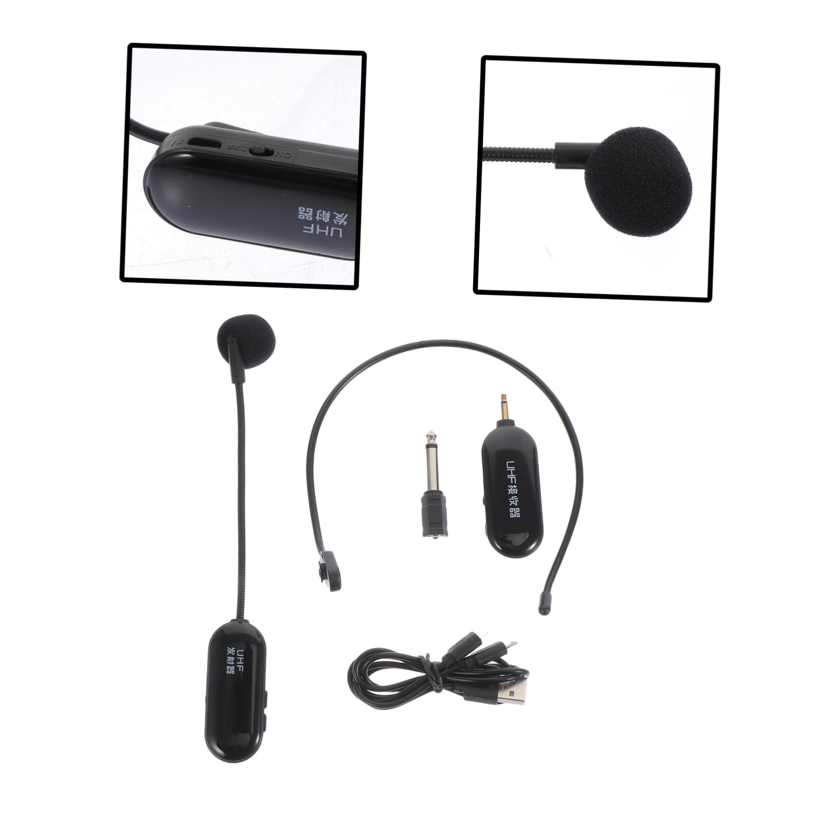 Kisangel Micrófono Inalámbrico UHF 720-820mhz Negro Auriculares