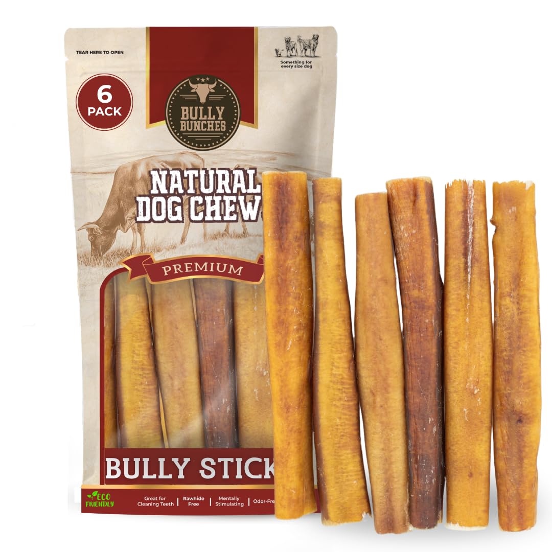 Bully Bunches Premium (6' Jumbo - 6 Pack) Odor-Free Bully Sticks