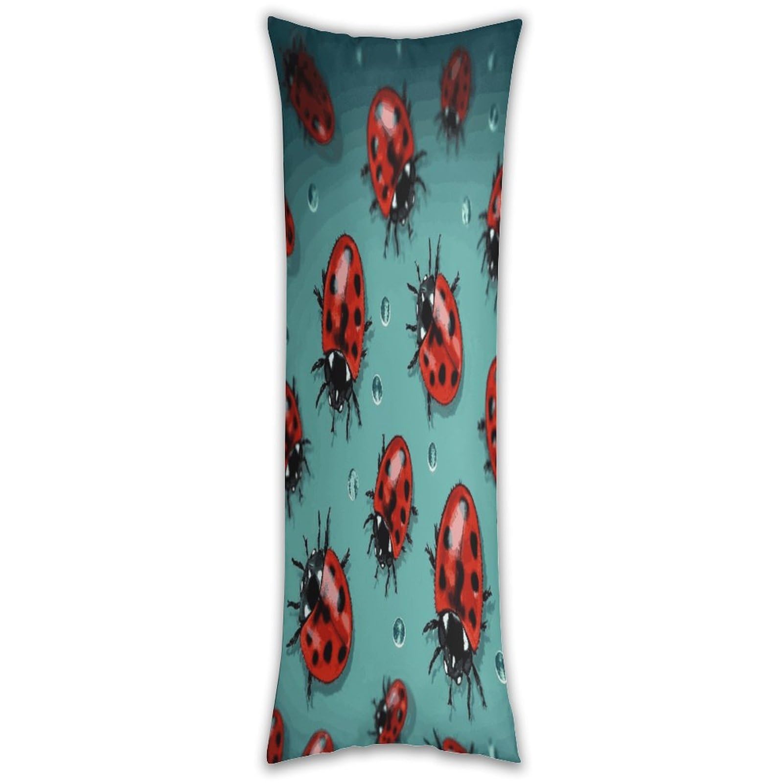 Red Ladybugs On A Blue Background Long Pillow Case with Zipper Ultra Soft Microfiber Long Pillow Cover Breathable Body Pillow Protector Soft Wrinkle Pillowcase for Bed Sofa Bedroom 53 X 19 in