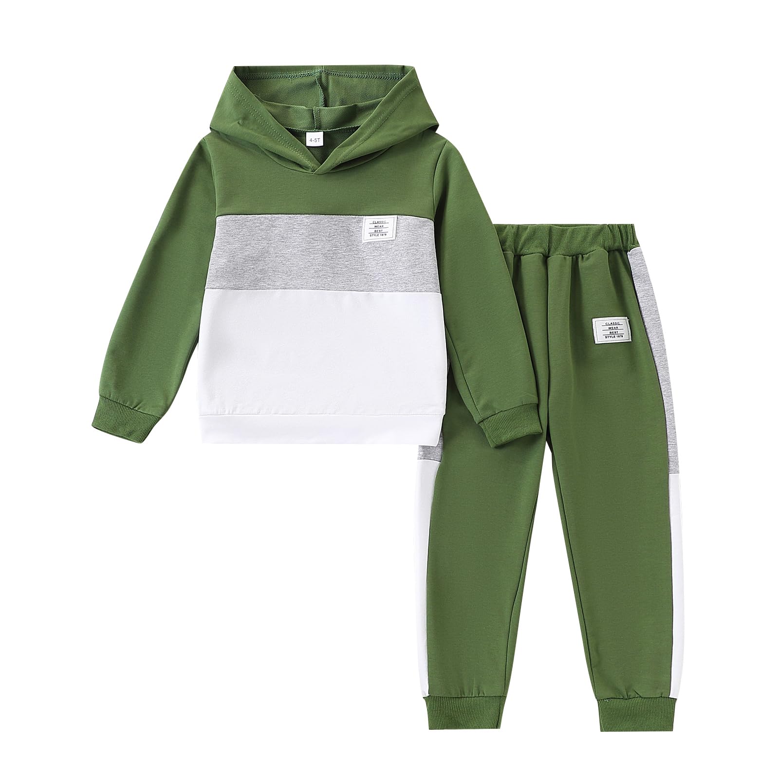 Color Block 2-Piece Sweatsuit Set: Hoodie & Jogger Pants for Younger Boys (Sizes 4-8)