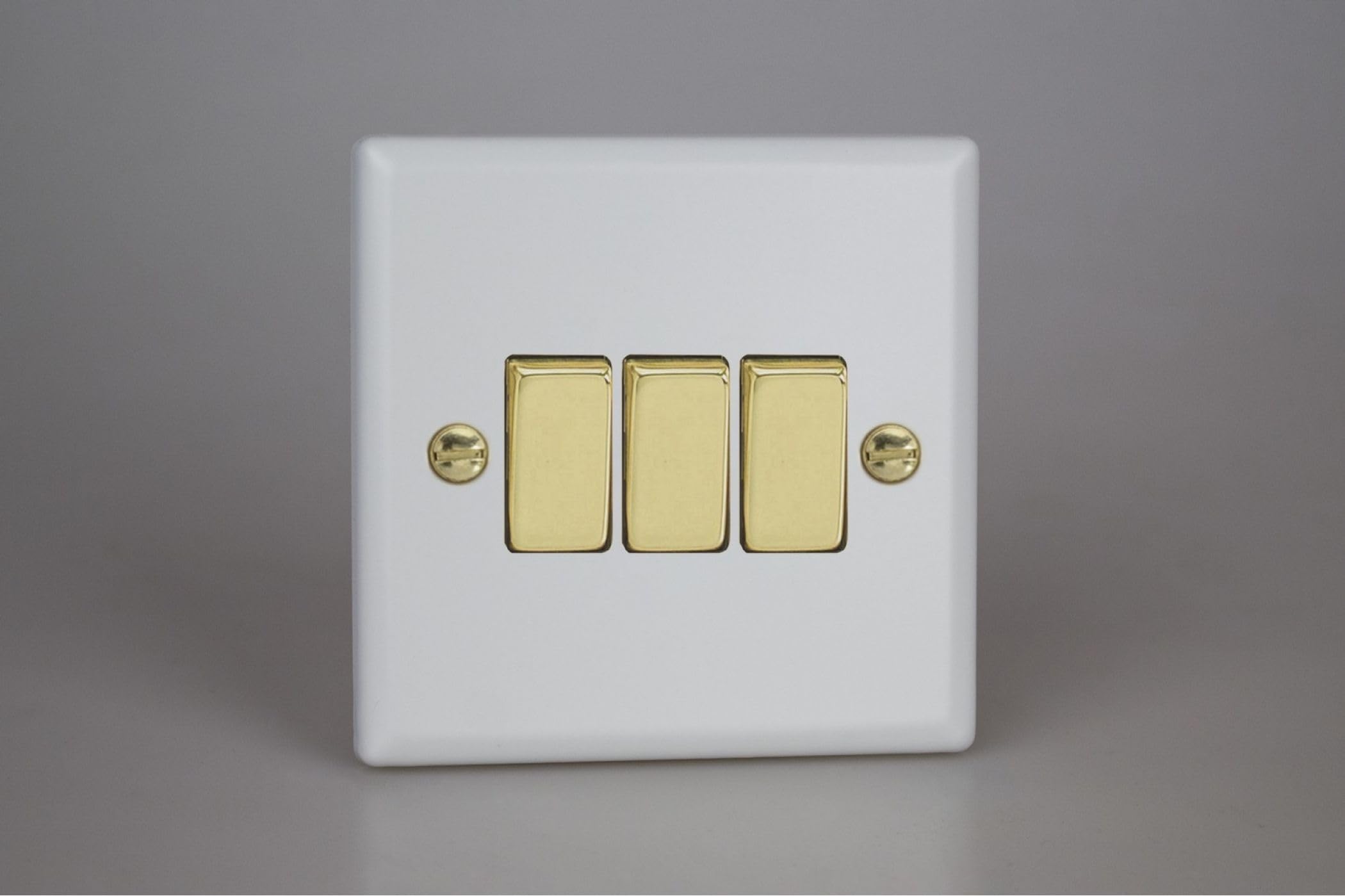 Varilight 3-Gang 10A 1- or 2-Way Rocker Switch Matt White