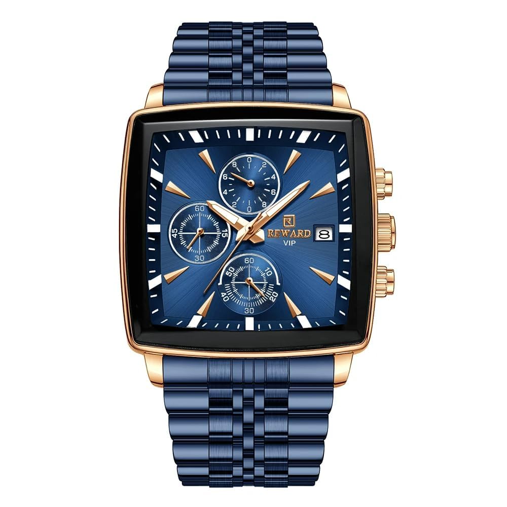 Reloj rectangular de cuarzo para hombre, reloj de pulsera de lujo, reloj de negocios, manecillas luminosas, resistente al agua
