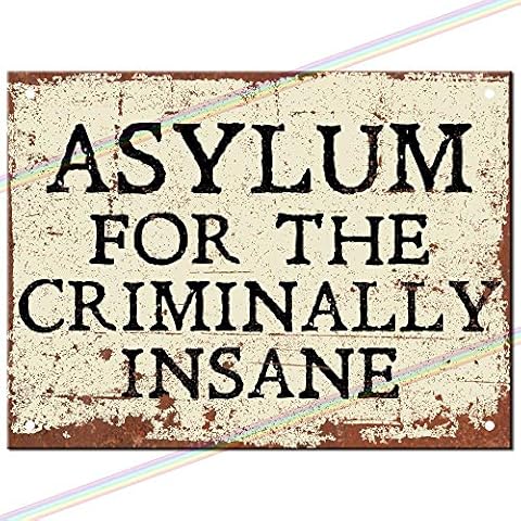 Metal Signs - Asylum Criminally Insane Peaky Blinders Logo. Fathers day Man Cave Tin Metal Sign Hanging Wall Plaque Kitchen Shed Garage. Small (15cm x 10cm) Cover