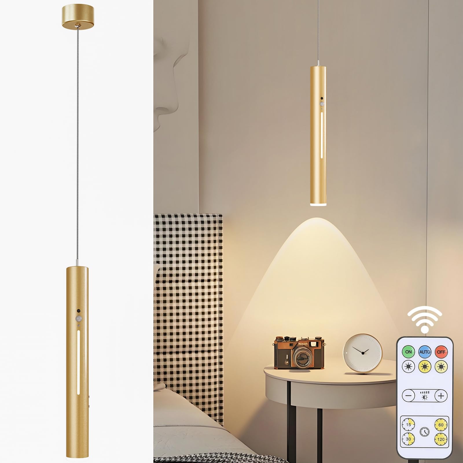 Lámpara de techo recargable con batería de 6000 mAh y mando 8