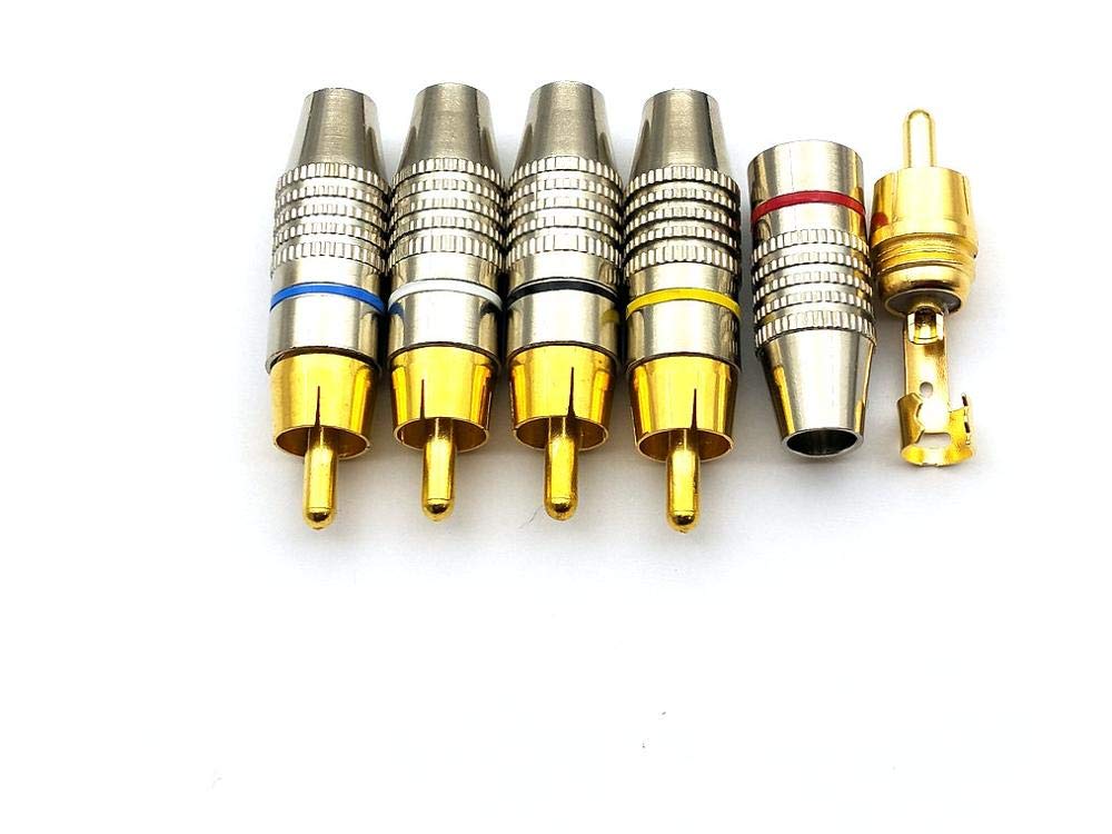 Lot de 100 connecteurs RCA mâles à souder en métal 5 couleurs