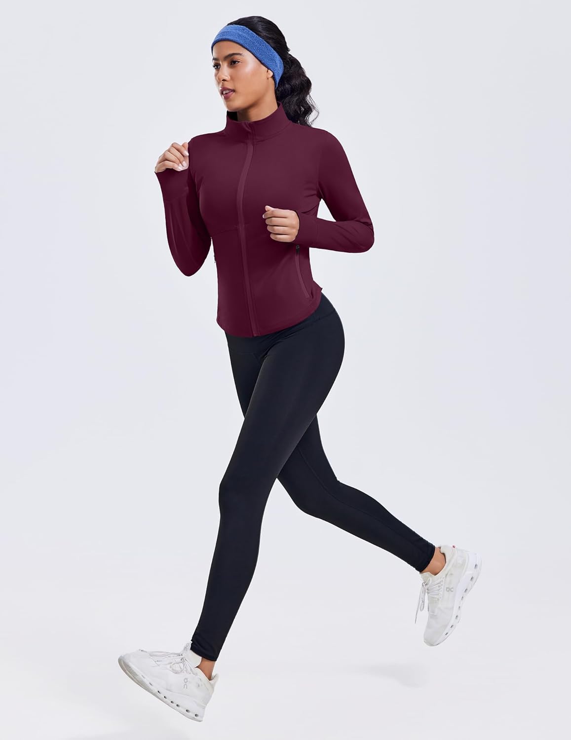 PINSPARK Women's Cropped Workout Jacket Lightweight Full Zip Running Jacket Comfy Slim Fit Athletic Jackets with Thumb Holes - Image 6