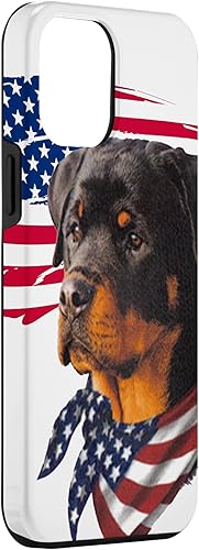 Miniatura 3 de Funda impresionante para iPhone 13 Pro Max Rottweiler Dog con la bandera estadounidense
