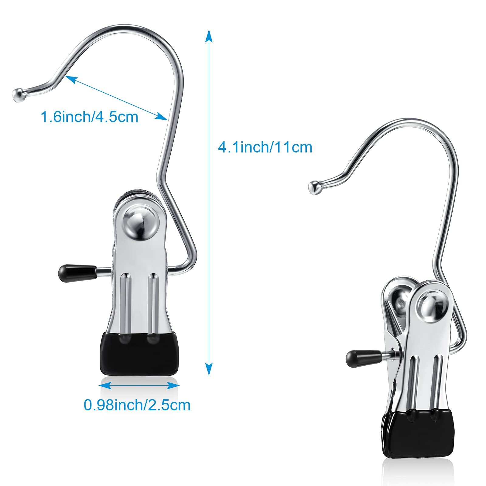 Hotop 48 Pieces Boot Hanger for Closet, Laundry Hooks with Clips, Boot Holder, Hanging Clips, Portable Multifunctional Hangers Single Clip Space Saving for Jeans, Hats, Tall Boots, Towels (Silver)