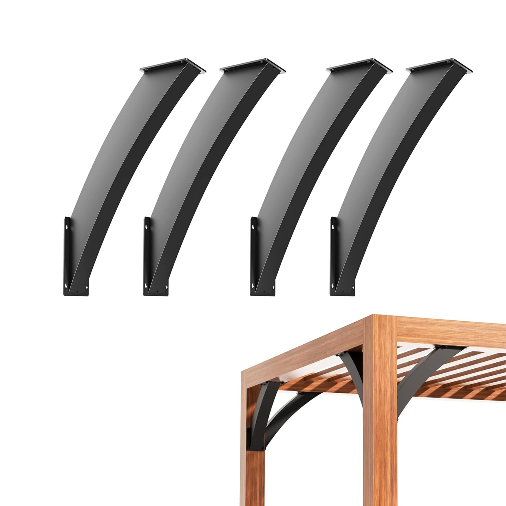 LQSYBHD Heavy Duty Arc 45 Degree Angle Support Bracket,45 Degree Angle Bracket,Wood Pergola Bracket Kit for Wood Structures,Pergolas,Gazebos,Carports,Decks(Color:4pack)