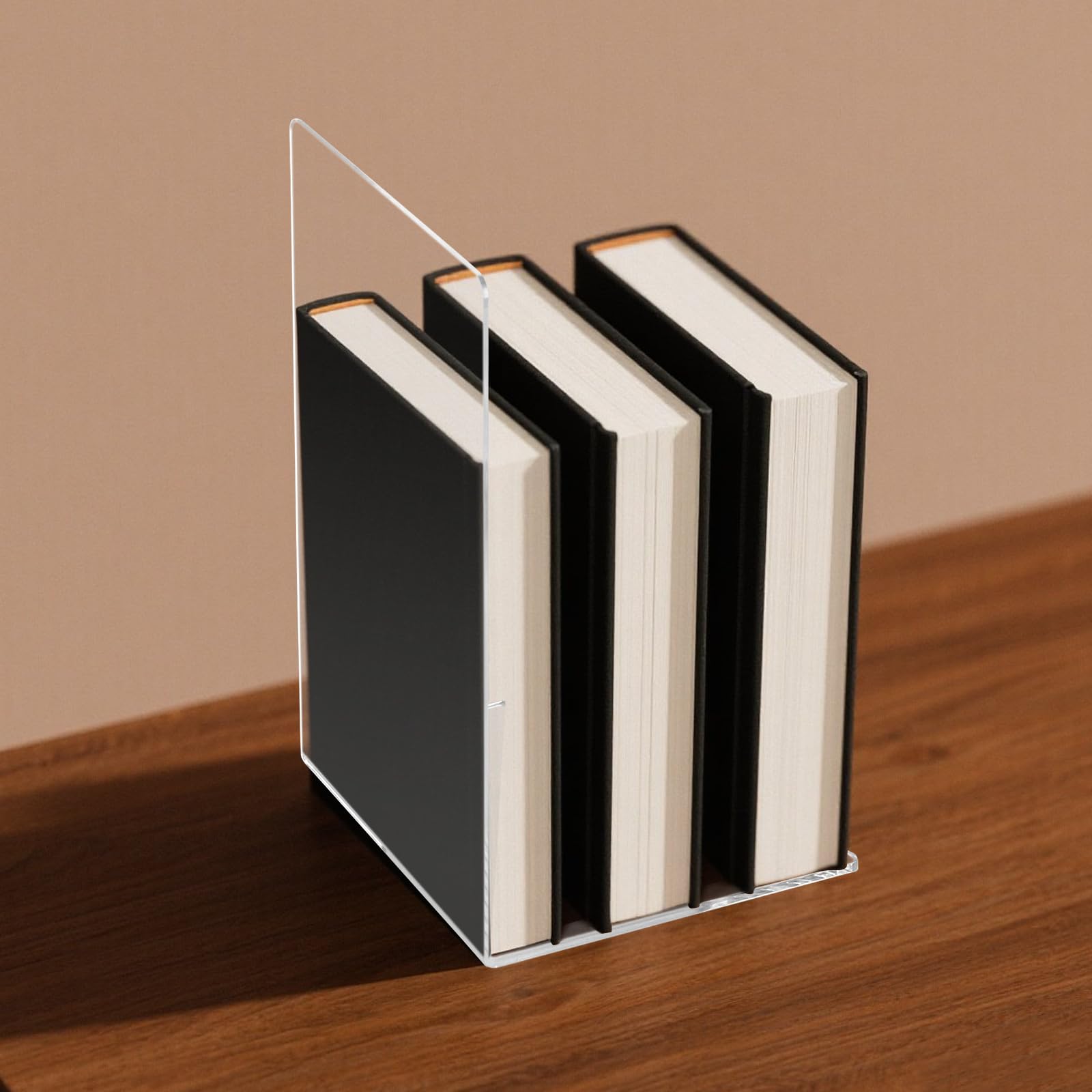 16 Sujetalibros de Acrílico Transparente 3mm, Forma de L con Almohadillas Antideslizantes, 12.5x12.5x18.5cm, para Libros, Estantería, Escritorio, Oficina, Escuela, Biblioteca, Hogar
