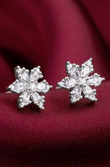 925 Silver Flowery Snowflake Studs| studs to Gift Women & Girls | With Certificate of Authenticity and 925 Stamp | 6 Months Warranty*