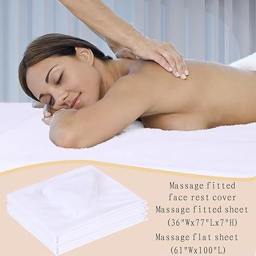 Miniatura 5 de MRJ Juego de sábanas de masaje de microfibra suave de 3 piezas, para mesas de masaje, incluye sábana encimera de masaje, sábana bajera ajustable de