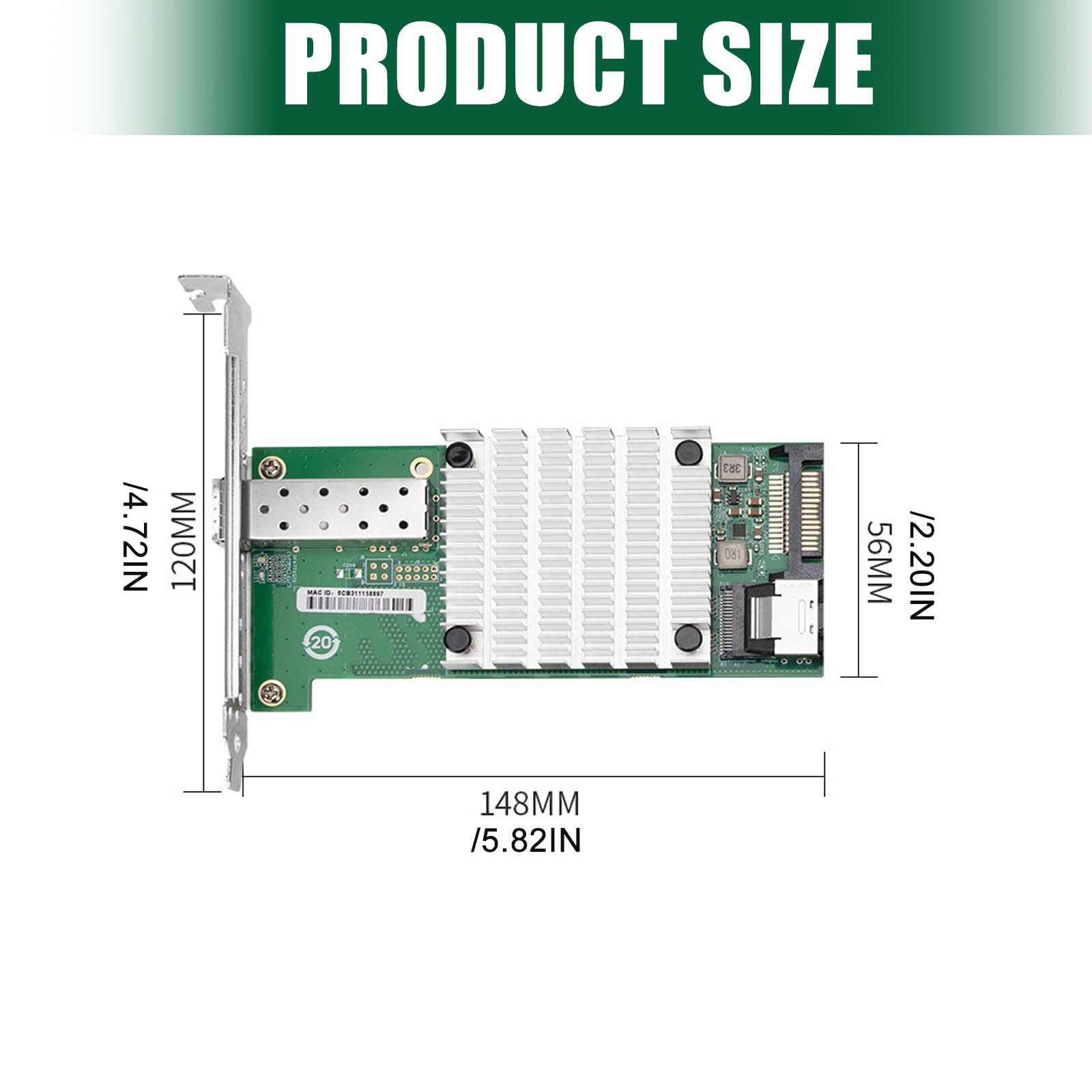 Adattatore Ethernet 10Gbe a Porta Singola 10G SFP+ Scheda Rete in Fibra 82599 Scheda Rete con Chip per Server Desktop