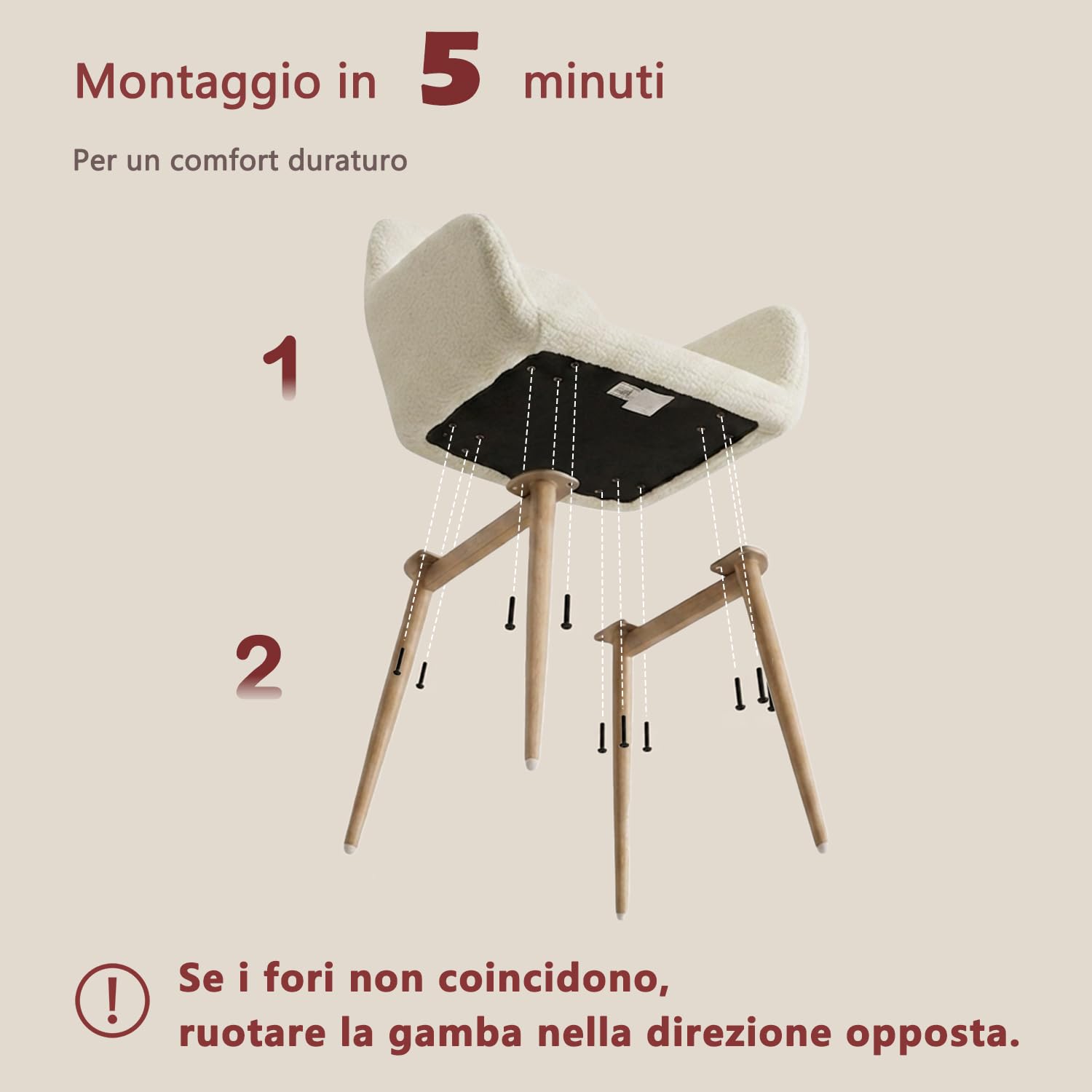 MEUBLE COSY Set di 2 Sedie da Pranzo Poltrona Imbottito con Schienale Braccioli in Tessuto Sherpa Gambe in metallo per Cucina Sala Soggiorno