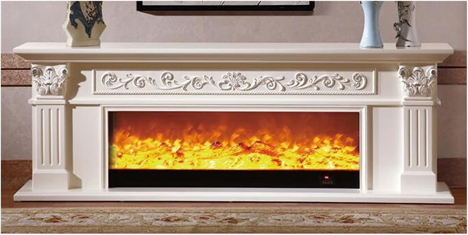 Water Vapor Fireplace Living Room Decorating Warming Fireplace Wooden Mantel W200cm Electric Firebox Insert LED Optical Artificial Flame Electric Fireplace Stove ( Color : A , Size : Without heater )