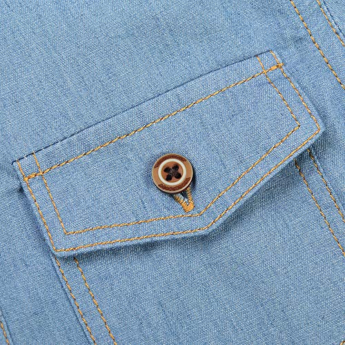 OCHENTA Boys' Short Sleeve Button Down Shirts Lightweight Denim Western Tops4