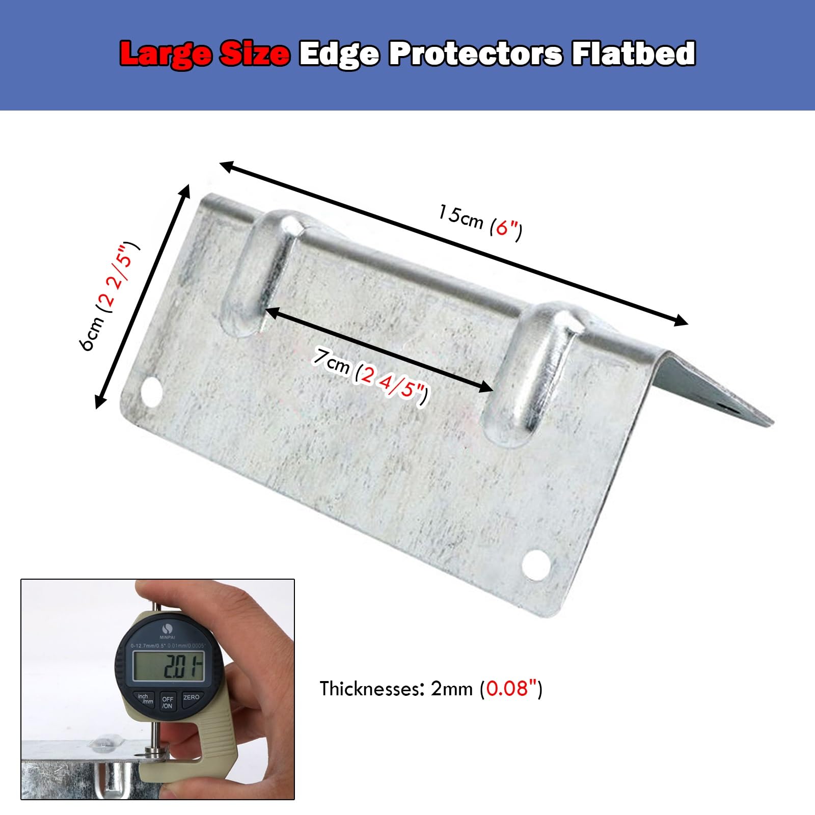 Protezione della cinghia del pianale Protezioni per bordi in lamiera zincata, protezioni per cinghie impilabili per trasporto, 10-100 pacchi di protezioni angolari per pallet per carico/telo/scatola(1