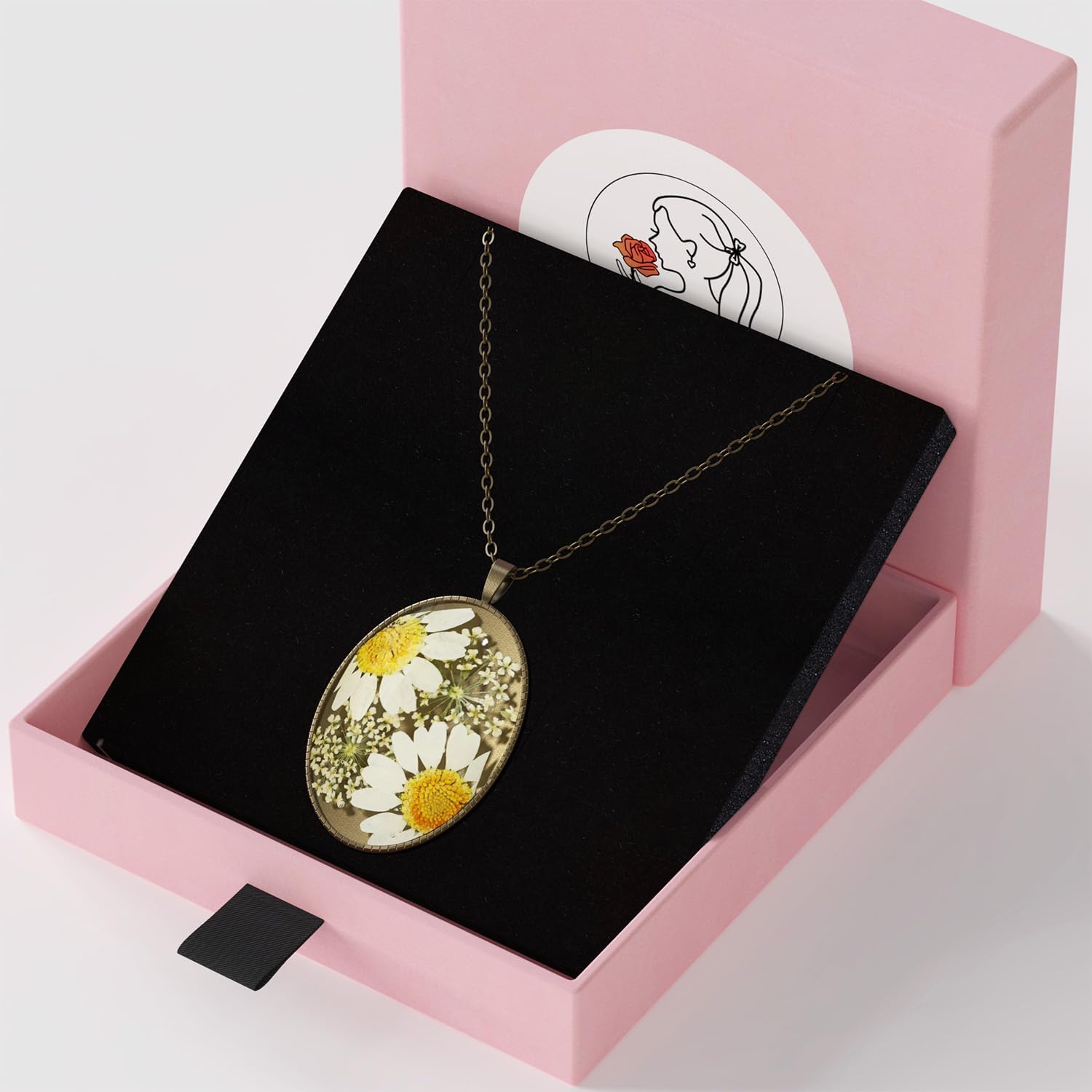 Marigold Pressed Wildflower Necklace October Birth Month Flower Necklace Personalized Handmade Real Flower Handmade Pressed Pendant Gift for Women - Image 3