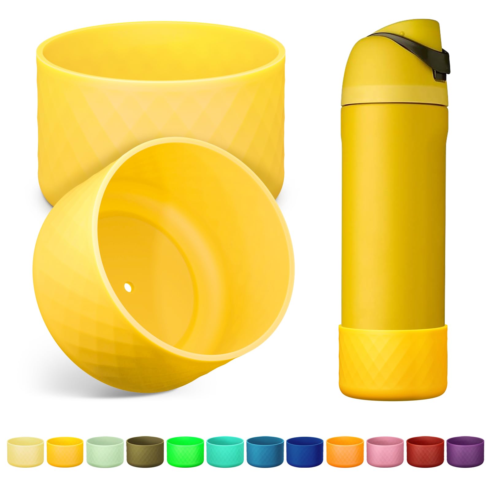 Alwenid2PCS Silicone Water Bottle Boot for Owala 24oz 32oz 40oz, Anti-Slip Protective Sleeve Bottom Bumper Protector for FreeSip, Twist, and Flip Stainless Steel Water Bottles