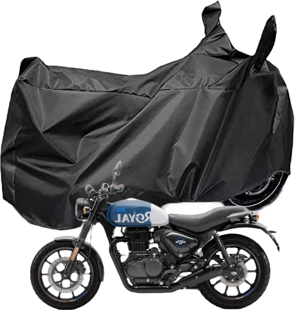 Auto Hub Waterproof Bike Cover Compatible with RE Hunter 350 with Mirror Pocket, Hunter 350 Waterproof Bike Cover- Zed Black - 1 Unit