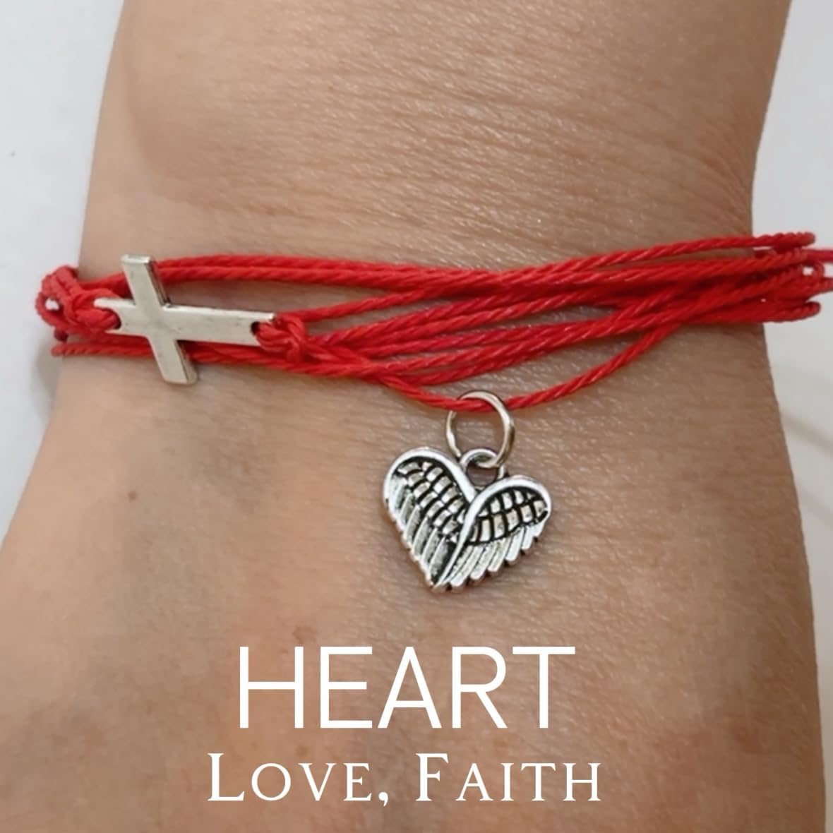 Hearts of Angel Wings, Cute Friendship Bracelets for Women, Gift for Friends Female, Open Heart Bracelet Sterling Silver, Matching BFF Friendship Bracelets - Image 2
