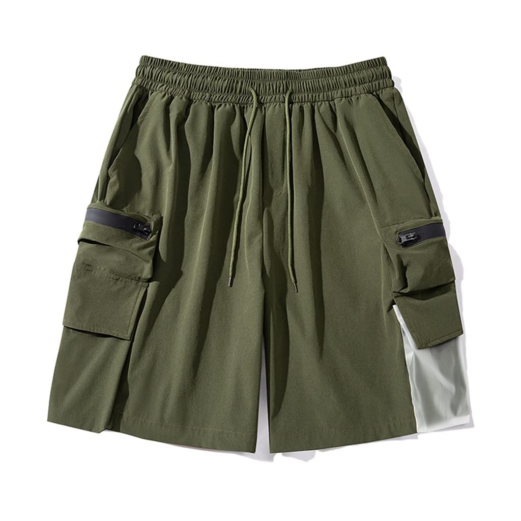 Work Shorts Mens Thin Casual Youth Ice Silk Quick Dried Sports Green Pants